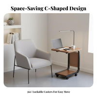 With casters C-Shaped Rolling Table Space-Saving Rolling C-Shaped Table Minimalist Design Household Furniture Multi-Functional for Home Office Workers, Apartment Dwellers, Homeowners, Living Room, Bedroom, Small areas