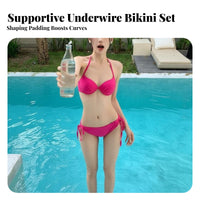 2 Pieces Underwire Shaping Bikini Padded Triangle Cup Bikini Sexy Design Push up Bathing Suit for Young Adults, Teens, Swimming, Summer, Sunbathing