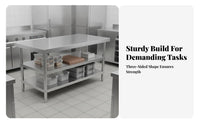 Stainless Steel Work Table Thickened Material Commercial Kitchen Prep Table Sturdy and Sturdy Food Prep Work Station for Chefs, Home Cooks, Warehouse