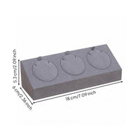 Upright Tabs Locket Stand Three-Slot Jewelry Display Stand Suede-Like Retail Fixture Rectangular