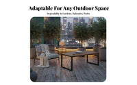 Weather-Resistant 4-Person Slatted Table and Chair Combo sturdy Construction Patio Dining Set Easy to Clean externaldoor Furniture Quick Drying for Entertainers, Homeowners, Cafe Owners, Balcony, Garden, Backyard, Deck