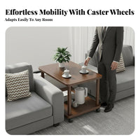 Space Saving Movable Sofa End Table Versatile Rolling Side Table Sturdy Construction Bedside Trolley on Wheels Easy Assembly for Office Workers, Homeowners, Apartment Dwellers, Reception Room, Small Areas, Bedroom, Kitchen