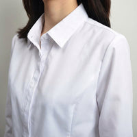 Long Sleeve Shirts for Women with Anti-Gaping Design for Office Work, Plus Size White Blouse, Square Neck Fitted for Business