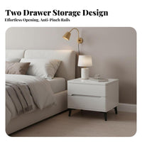 High-Gloss Finish Nightstand with Drawers Modern Design 2-Drawer End Table Space-Saving Bedside Cabinet sturdy Construction for Homeowners, Students, Interior Decorators, Small Spaces, Guest Room, College Dorm, Entryway