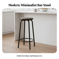 Solid Wood Seat Backless Round Top Stool Simple Modern Design Backless Round Stool Industrial Design Bar Chair Footrest Included for Homeowners, Business Owners, Interior Designers, Retail Shop, Cafe, Kitchen Island, Restaurant