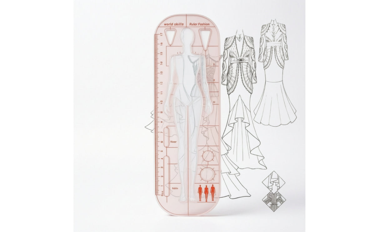 Fashion Design Stencil Ruler Transparent Fashion Illustration Template Clear Ruler with Human Figure Outline for Illustrators, Garment Drafting