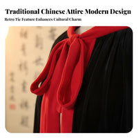 Traditional Chinese Traditional Chinese Attire Mantle Unisex Lace-up Stage Costume Cloak Retro Design Hoodless Long Velvet Cape for Adults