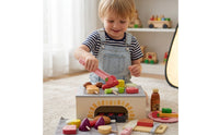 Kids BBQ Grill Playset Wooden-Look BBQ Grill Playset Freestanding for Toddlers
