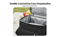 Large Capacity two Compartment Insulated Bag spill-resistant seamless interior lining two Compartment Food container Detachable Shoulder Strap chiller Tote for Outdoor lovers, Office Workers, al fresco meal, Camping, journey journey, School