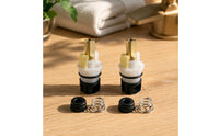 2 Pieces Two-Handle Faucet Stem Replacement Brass-Toned Faucet Repair Kit with Seat and Spring Easy Installation Hardware for Bathroom, Kitchen