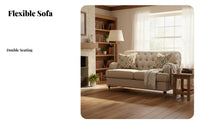 timeless Country design Button-Tufted Settee Vintage Look Sofa Comfortable paddinging Upholstered Furniture sturdy Wood Legs for Interior Decorators, Apartment Dwellers, Living Room, Lounge Area, Bedroom, Entryway