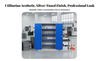 High Load Capacity Heavy-Duty Tool Locker Long-Lasting Lockable Steel Cabinet Multi-Functional Storage Furniture Adjustable Shelves for Factory Workers, Workshop Technicians, DIY Enthusiasts, Garage, Warehouse, Home, Office