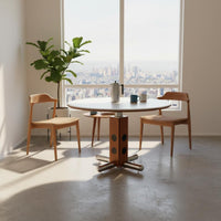 Sintered Stone Dining Table Scratch-Resistant Round Dining Table Home Furniture Space-Saving for Cafe