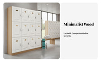 Wooden Changing Room Cabinet Sturdy and Lockable Storage Cabinet Easy to Clean Multiple-Door Storage Locker for Employees, Students, Gym, Office