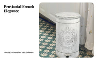 Vintage-Style Pedal Trash Can Distressed Finish Metal Trash Can Embossed Floral Garden Container Handshands-Off