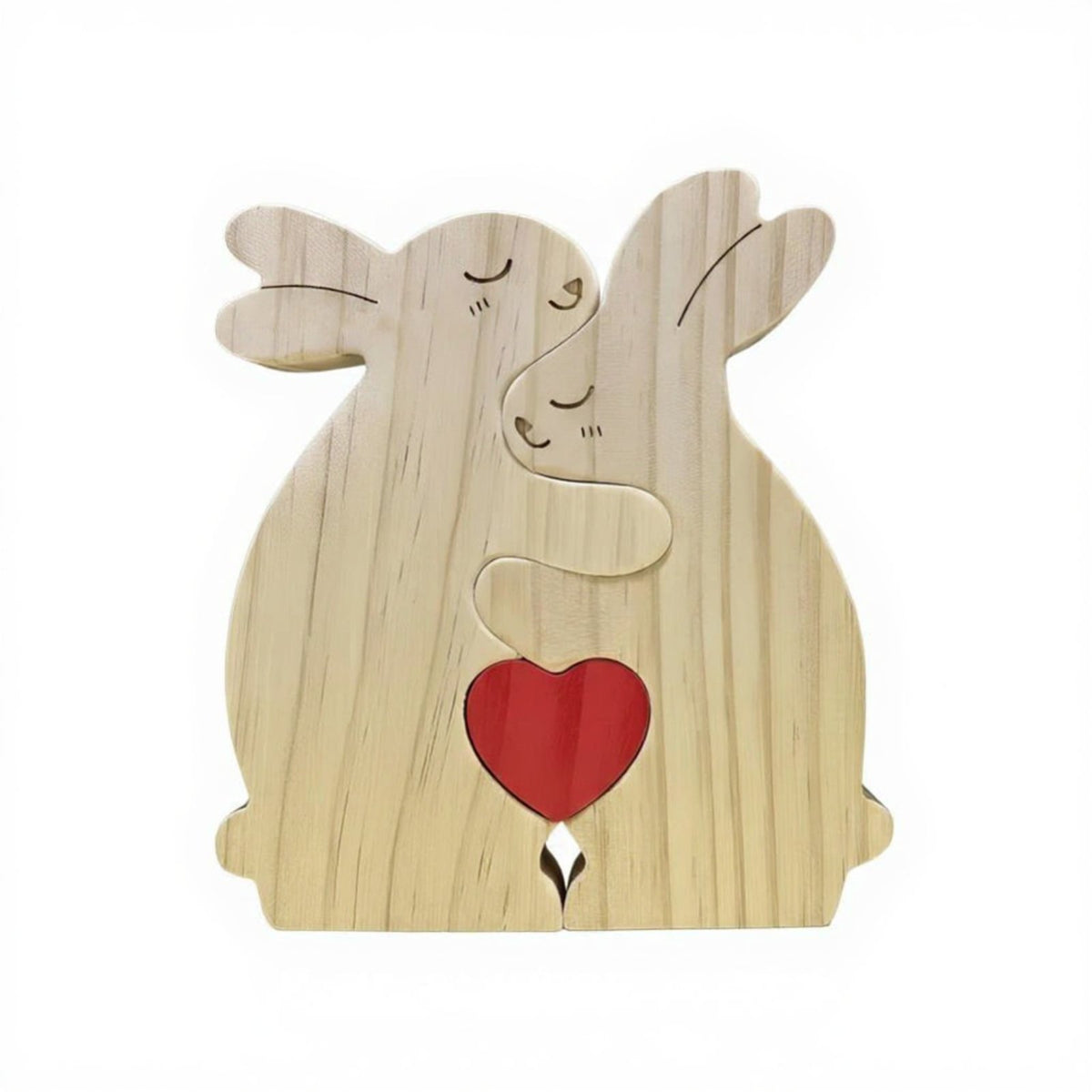 Wooden Hare Family Assembly Set, Hand-Carved Hardwood Figurines, Minimalist Home Decor, Easter Gift