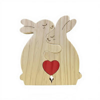 Wooden Hare Family Assembly Set, Hand-Carved Hardwood Figurines, Minimalist Home Decor, Easter Gift