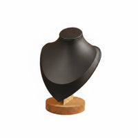 Long-Lasting Necklace Display Bust Soft Textile Finish Mannequin Necklace Stand Solid Wood Base Jewelry Bust Display for Dressing Table