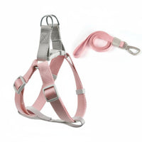 Pastel Colors Dog Harness and Leash Set Sturdy Vest Design Pet Harness Safety Buckle Creature Restraint Breathable for Small Dogs, Young Dogs, Cats, Walking, Outdoor, Training