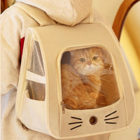 Soft-Sided Pet Carrier Backpack with Window Ventilated Cat Backpack with Mesh Breathable Covered Pet Bag Handsliberated for Cats, Small Dogs, Vet Visits, Outings