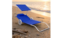 Wheel Beach Chair Portable Beach Lounger with Canopy Lightweight Outdoor Furniture for Travel