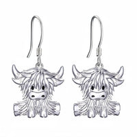 Cute Animal Charm Earrings Creative Design Shaggy Cattle Earrings Double-Sided Pattern Fashion Jewelry for Gift, Daily Wear, Festival