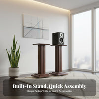 2 Pieces Wooden Speaker Stand Shock Absorption Floor Speaker Stand Vibration Reducing Studio Speaker Stands for Audiophiles, Home Theater Enthusiasts