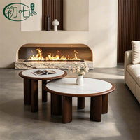Mid-Century Modern Round Coffee Table with Storage