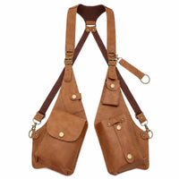 Adjustable Harness Bag with Detachable Pouch Multi-Pocket Leather Harness Vest Bag Handsunrestricted Gothic for Cosplayers, Bikers, Festivals, Cosplay, Halloween