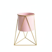 Minimalist Metal Flower Pot with Stand Lightweight Flower Pot with Stand Nordic Aesthetic Planter Detachable Design for Balcony, Desktop, Office, Bookshelf