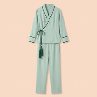 Chinese Tunic Top for Women with Three Quarter Sleeve and Traditional Piping Detail, Oriental Style Clothing for Tea Ceremony and Meditation Wear