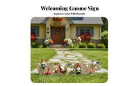 Gnome Welcome Sign Hand-Painted Dwarf Welcome Statue Weather Resistant Garden Gnome Decor for Gardeners, Courtyard, Porch, Patio