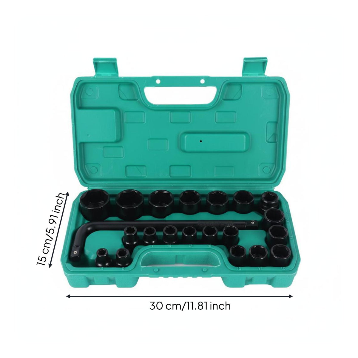 21 Pieces Chrome Vanadium Steel 21-Piece Socket Wrench Set Heavy-Duty Construction Tire Wrench Tool Set Mirror Finish for Mechanics, Garage