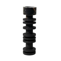 Stone Look Candlestick Textured Finish Black Candle Stand Stable Base Tall Candlestick Holder