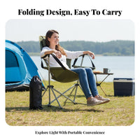 Foldable Rocking Camp Chair Easy Folding Portable Rocking Chair High spine assist Outdoor Furniture sturdyDuty Frame for Tailgaters, Sports Fans, Camping, Fishing, Picnics, spineyard