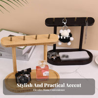 Nordic Design Wooden Key Holder Stand Solid Wood Wooden Key Holder Tray Multi-Functional for Homeowners, Adults, Living Room, Bedroom