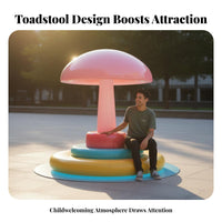 Fungi-inspiredShaped Bench Playful Design Landscape Sculpture Weather-Resistant Themed Seating for Children, Families, Green Space, Schoolyard