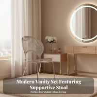 Round plush Pouf Multifunctional Vanity Stool Comfortable Seating Elegant Design for Adults, Students, Bedroom