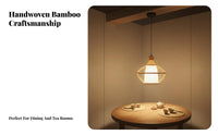 Handwoven Bamboo Hanging Light Natural Material Japanese Design Lantern Lamp Creative Design Woven Lantern Lamp Easy to Install for Restaurant Owners, Interior Designers, Homeowners, Dining Room, Cafe, Hotel, Bedroom