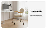 space-saving Footprint Molded Shell Chair with Casters Modern & aesthetic Upholstered Vanity Chair with casters Height Adjustable Office Furniture Ergonomic Design for Students, Adults, Women, Study Room, Small Apartments, Bedroom