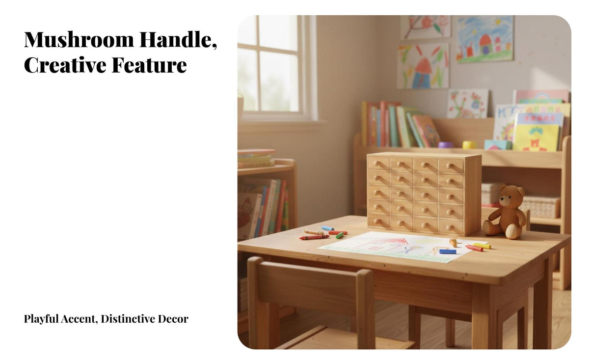 Multi-Drawer Mushroom Desk organizer Cute Design Desktop Organizer Retro aesthetic Stationery Holder Multifunctional for children, Students, Office Workers