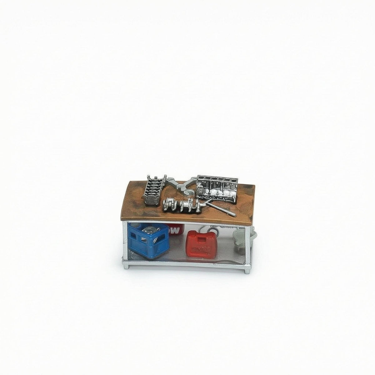 Molded Details Miniature Repair Workbench Artisanal 1:64 Scale Workbench Detailed Miniature Workshop Bench Printed Markings