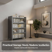 particle-resistantResistant Floor-Standing Cabinet with Fluted Doors Ample Storage one-piece Large Capacity Home Furniture upright Space-Saving for Children, Book Lovers, Homeowners, Study Room, Bedroom, Hallway