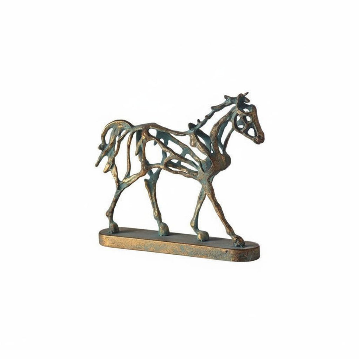 Iron Horse Sculpture Gift Box Equine Sculpture Figurine Vintage Style Home Decor for Office, Desk