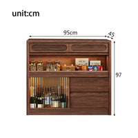 Solid Wood Dining Island Space Saving Retractable Sideboard with Desk