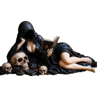 Hooded Reader Figurine Enigmatic Gothic Figure with Book Literary Decor for Desk