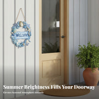 Sea Star Coastal Wreath Sign Easy to Hang Beach Welcome Sign Lightweight Wooden Door Hanger Long-Lasting