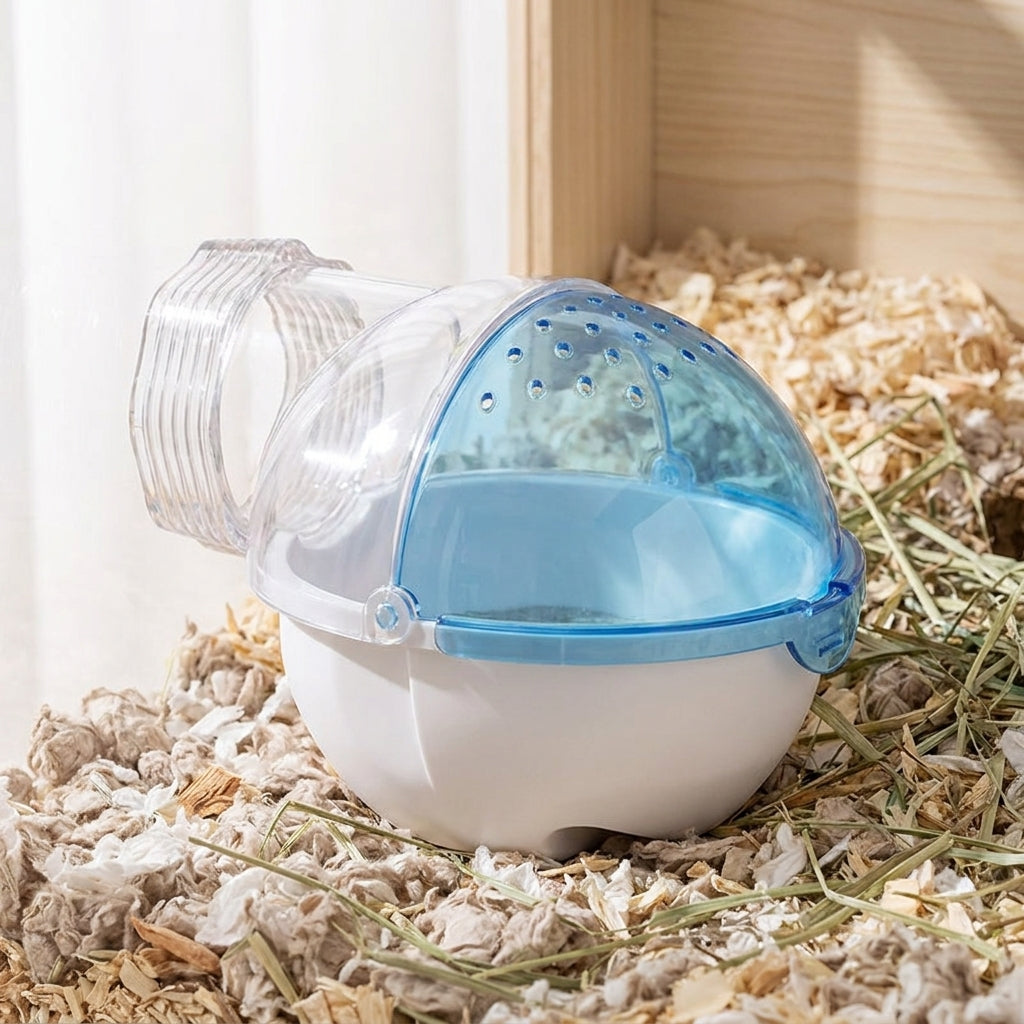 Snap-fit Hamster Toilet and Hamster Sand Bath, Translucent Acrylic Bath for Gerbils, Odor Control with Removable Base, 12.5x11x15cm Size