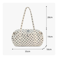 Dot Pattern Bag Slouchy Shoulder Bag with Exterior Pocket Versatile