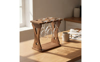 Countertop Tabletop Wine Glass Rack Compact Wooden Stemware Rack Single-Tier Wine Glass Display Stand Open-Frame for Cabinet